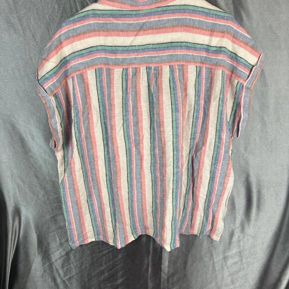 Women Orvis XL Striped Button Down Shirt Short Sleeve Lightweight Casual Blouse - Picture 7 of 9